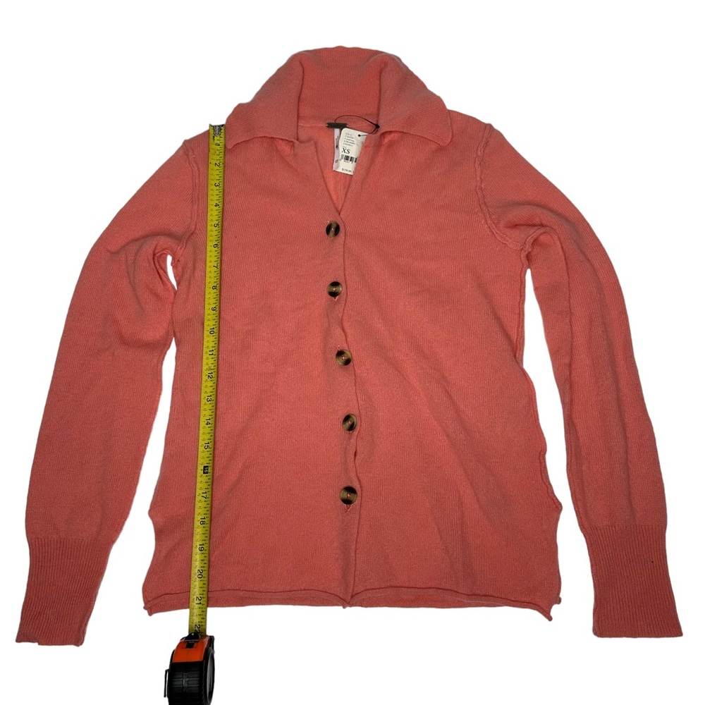 Last Day NWT Free People 100% Cashmere Paloma Cardi coral - Picture 12 of 16